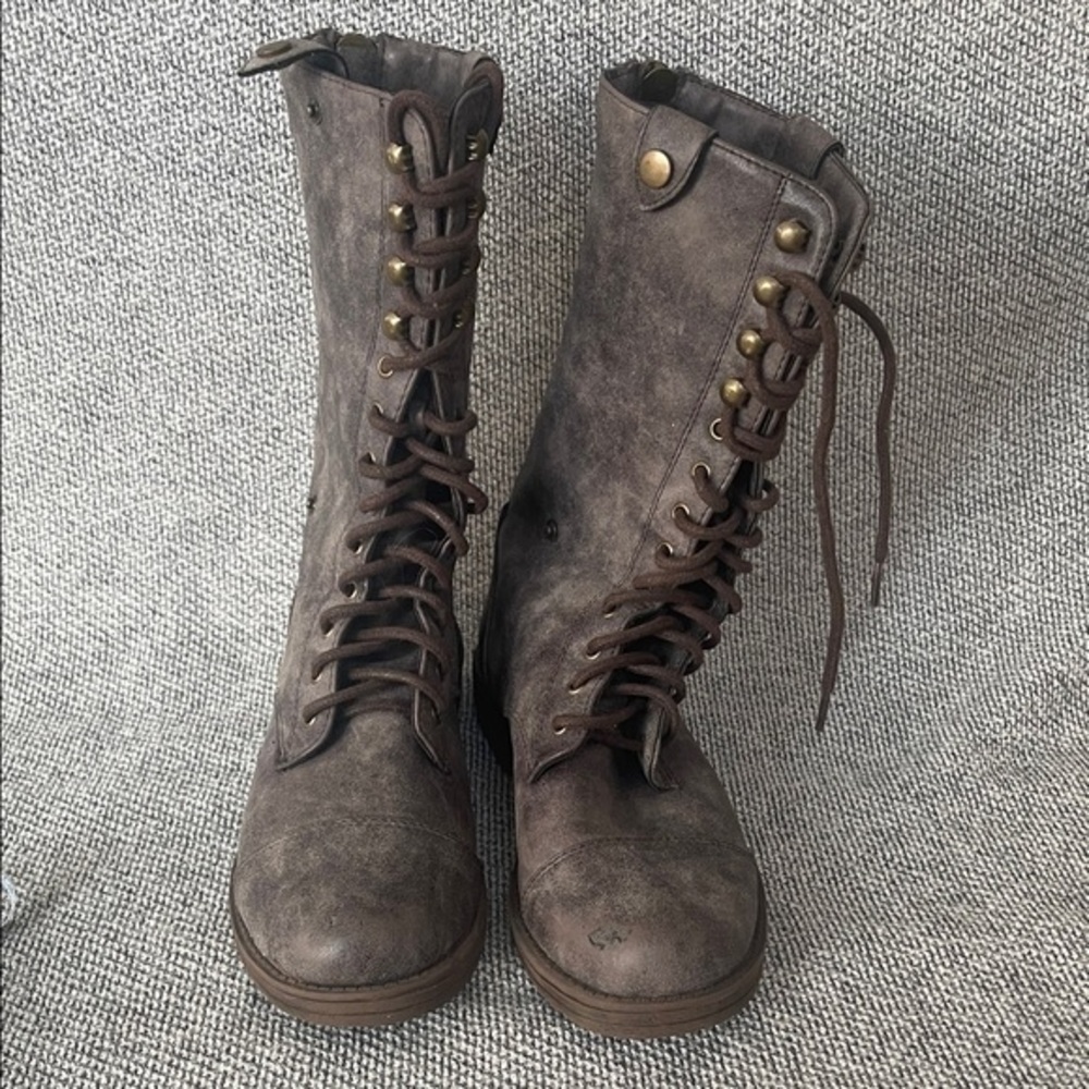 Dollhouse Charcoal Lace-Up Moto Boots - Picture 5 of 16